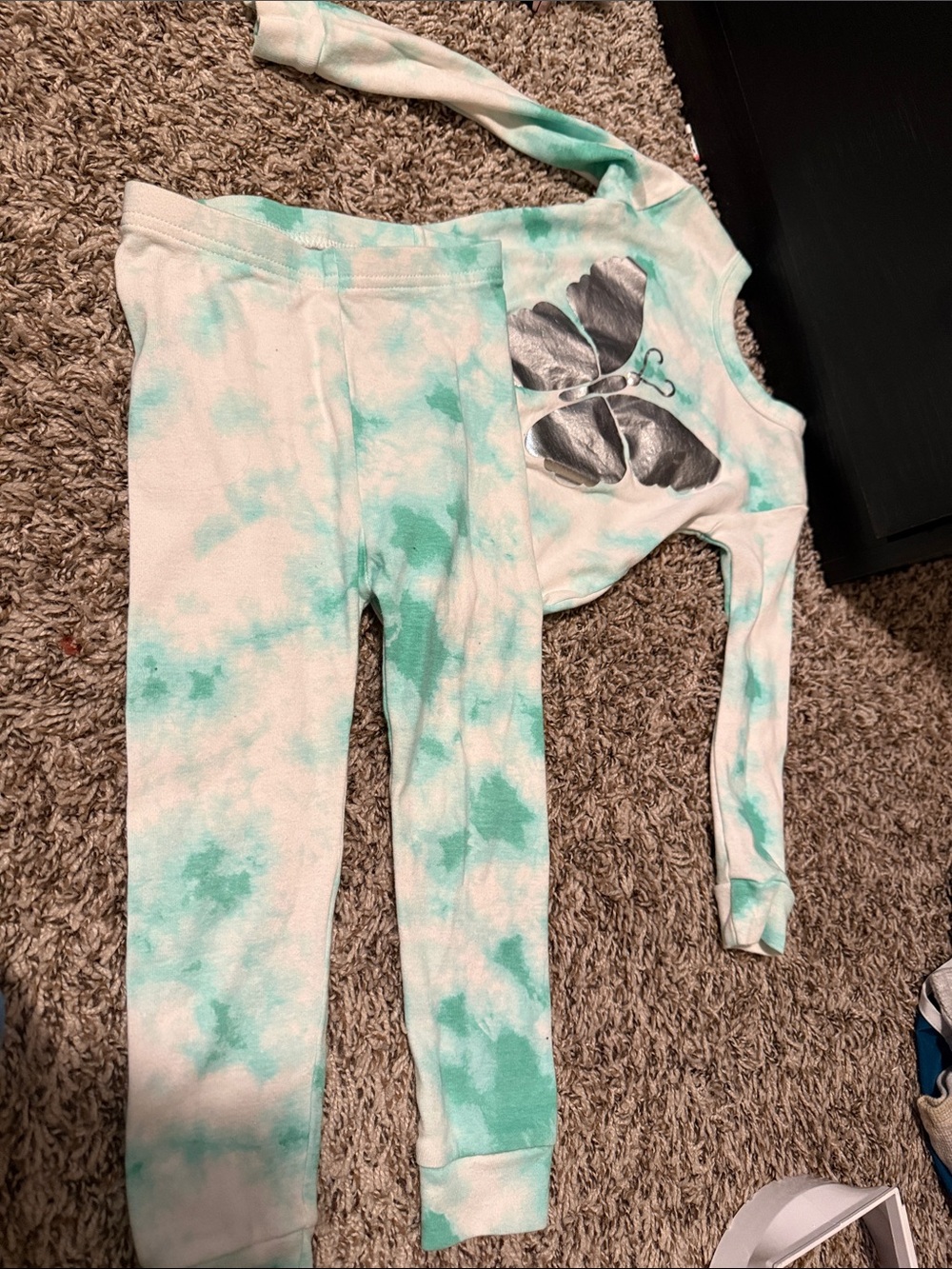 Kids Tie-Dye Green and White Pajamas